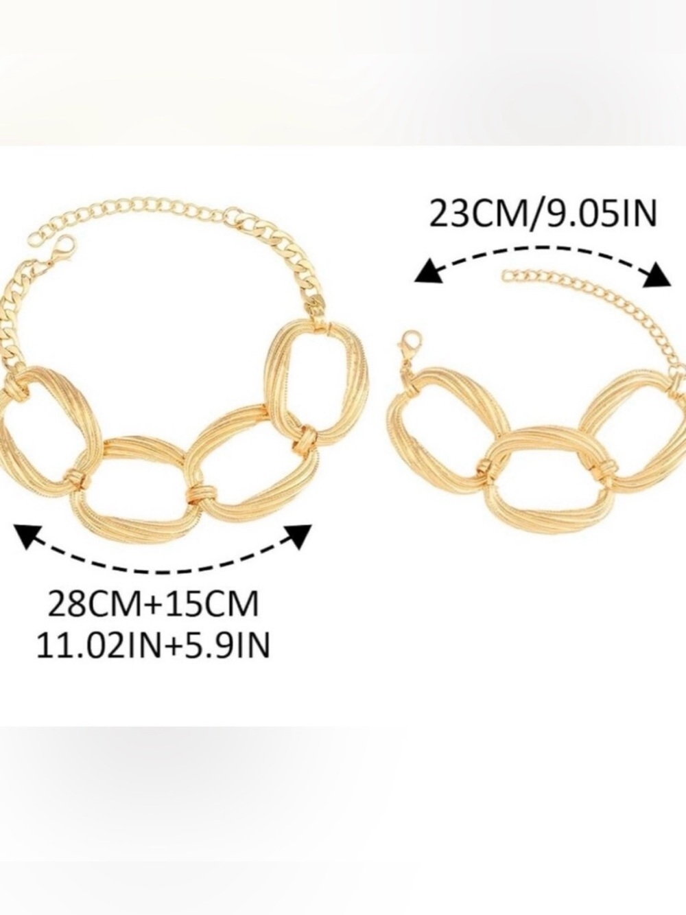 Gold Oversized Link Necklace and Bracelet Set - Picture 3 of 3